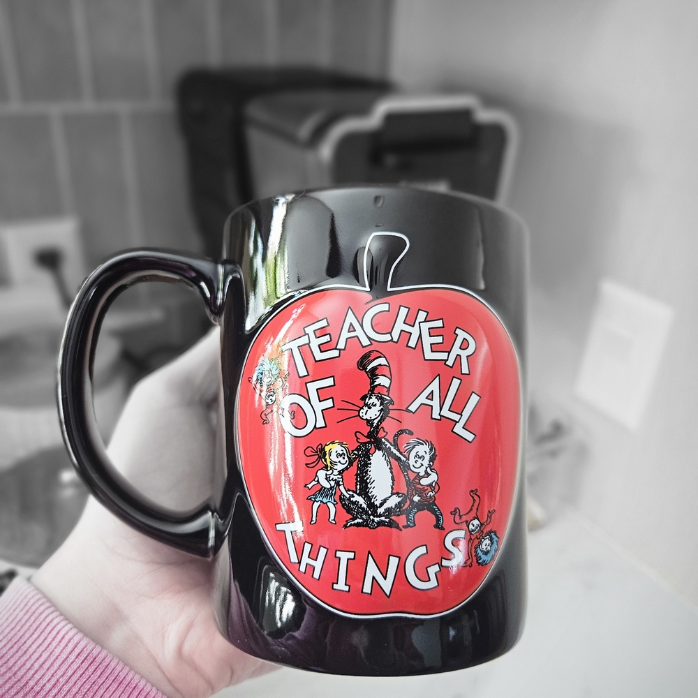 Dr. Seuss Teacher Of All Things Black Porcelain Coffee Mug